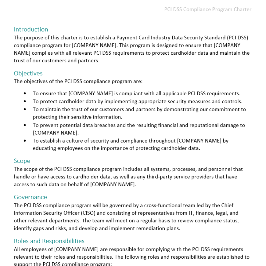 PCI V4 Policy Templates for ROC or SAQ D